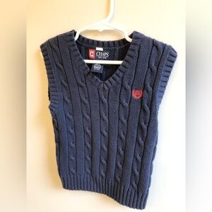 Chaps Boy’s Size 4 Cable Knit Navy Blue Vest Preppy